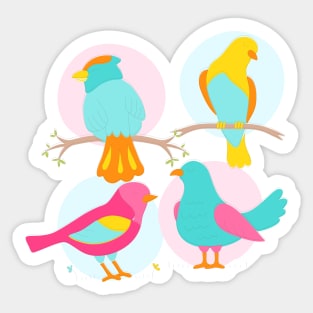 Colorful Birds Hand Drawn Easter Sticker